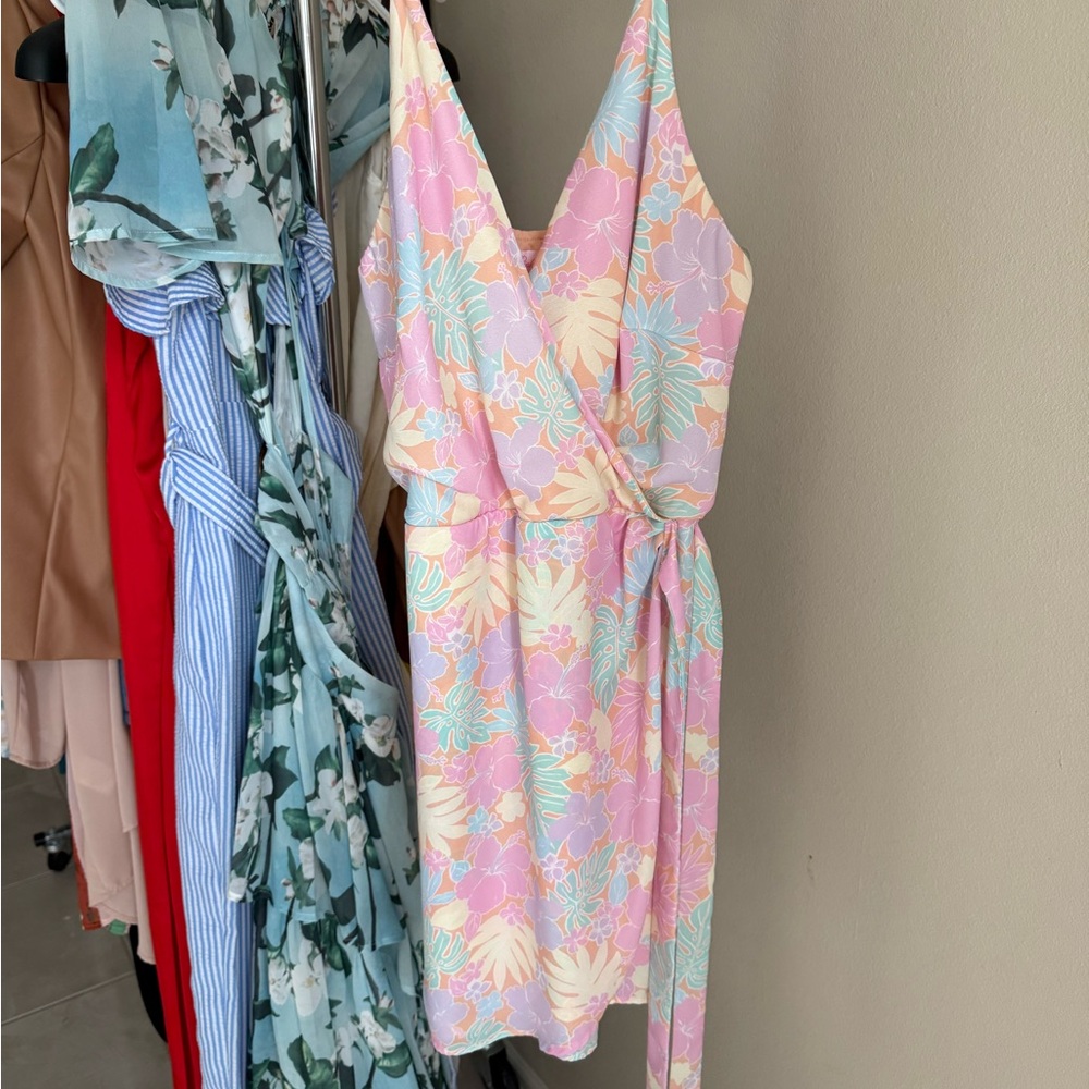 Floral Pastel Wrap Dress